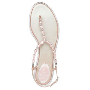 René Caovilla Cecile pink pearl-embellished T-bar sandals - size EU 35.5